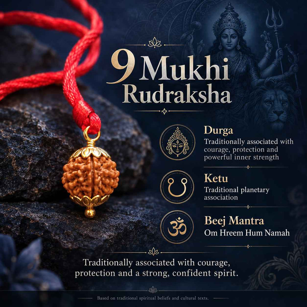 9 Mukhi Rudraksha Pendant