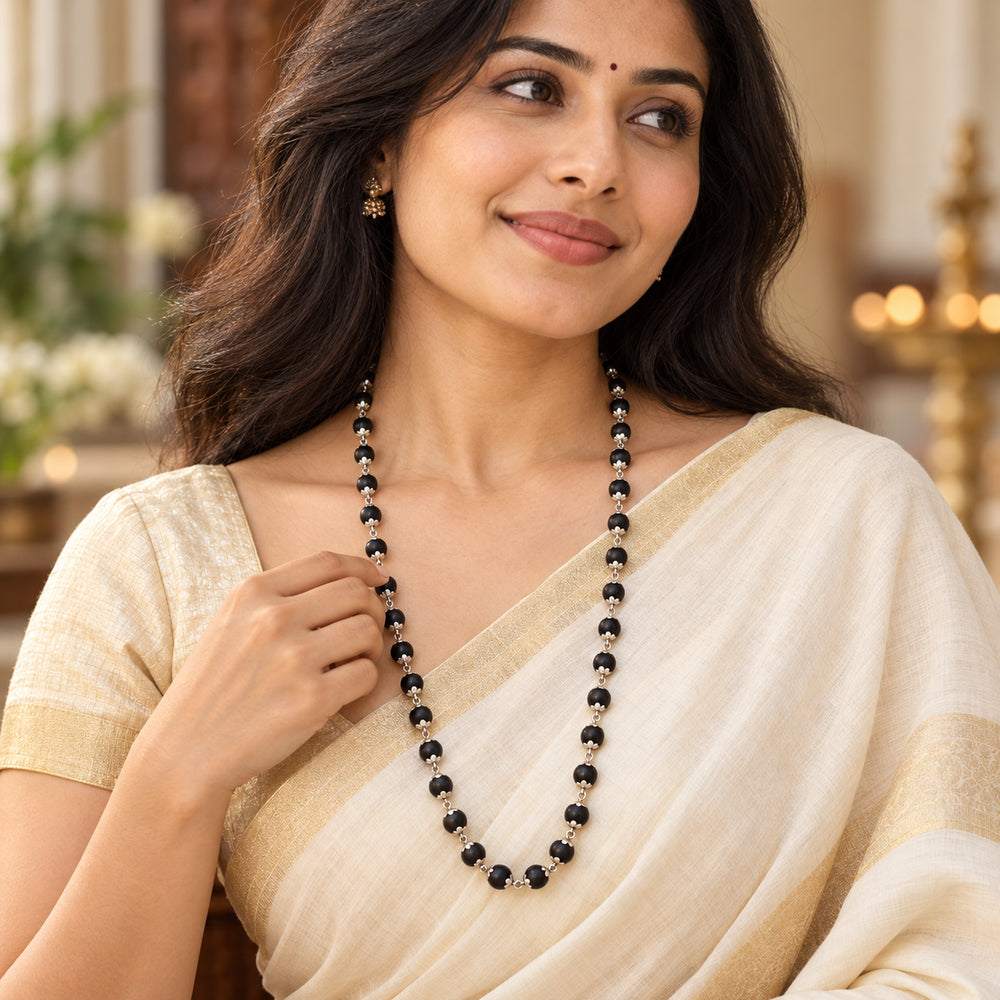 Karungali Mala with Silver Cap