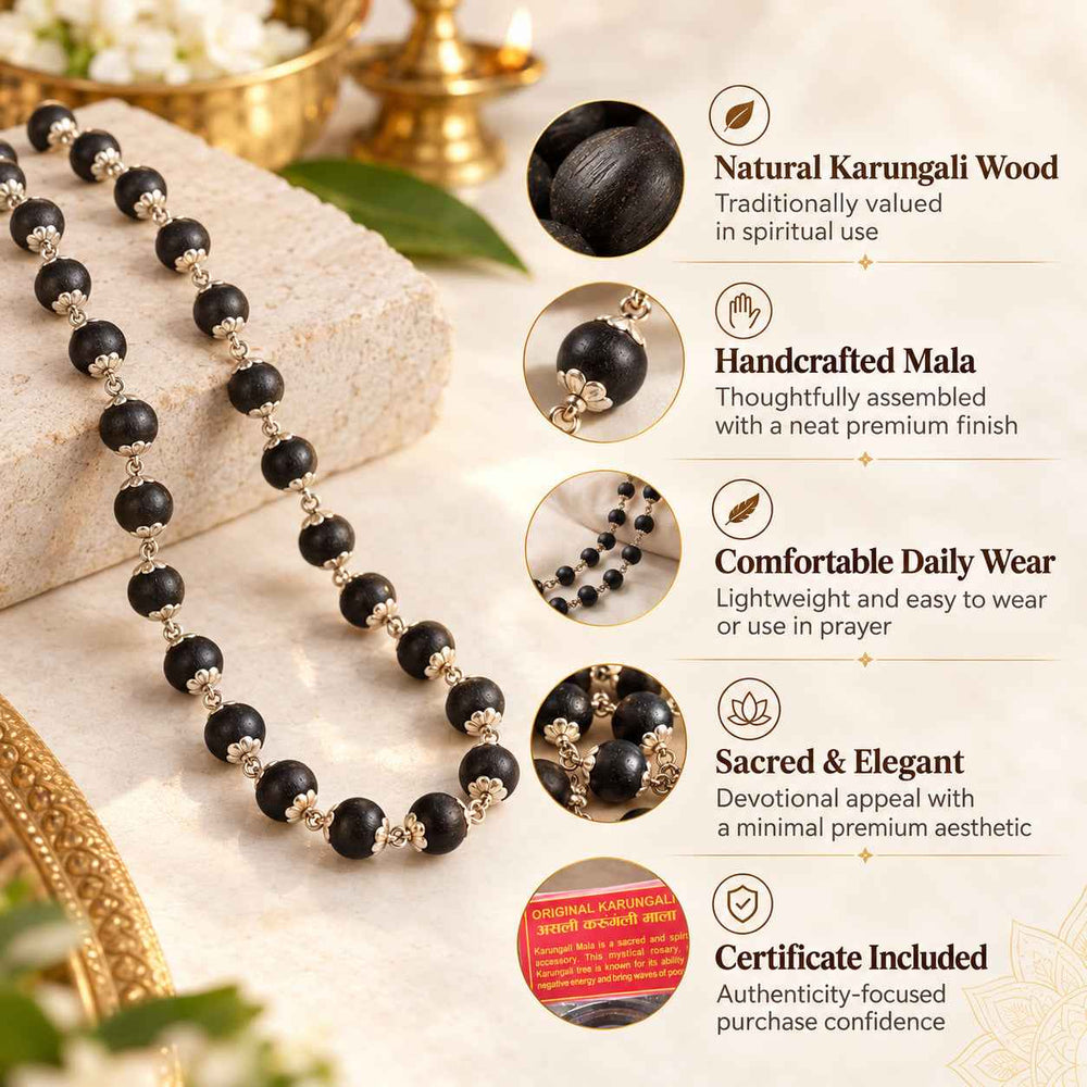 Karungali Mala with Silver Cap