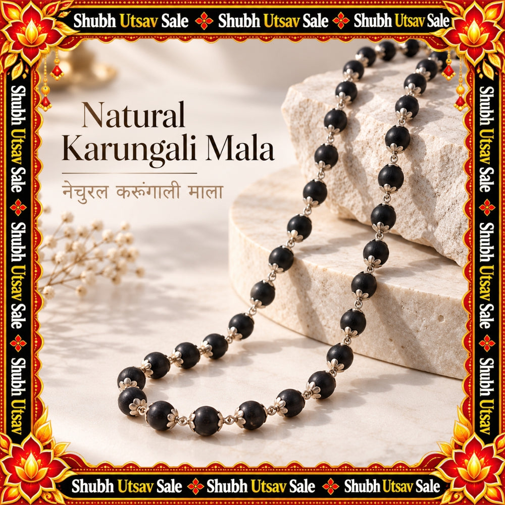 Karungali Mala with Silver Cap