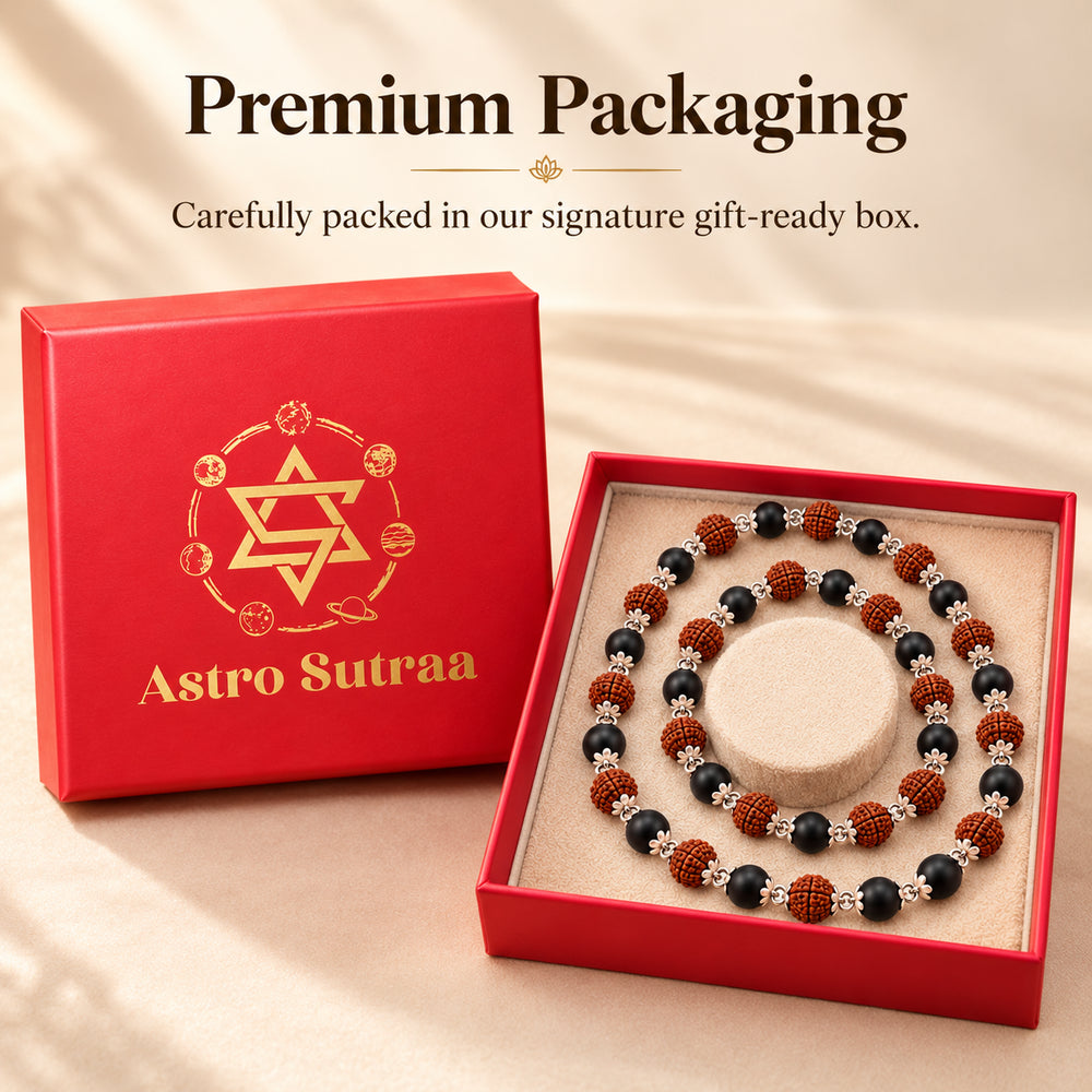 Karungali Rudraksha Mala (Silver Tone)