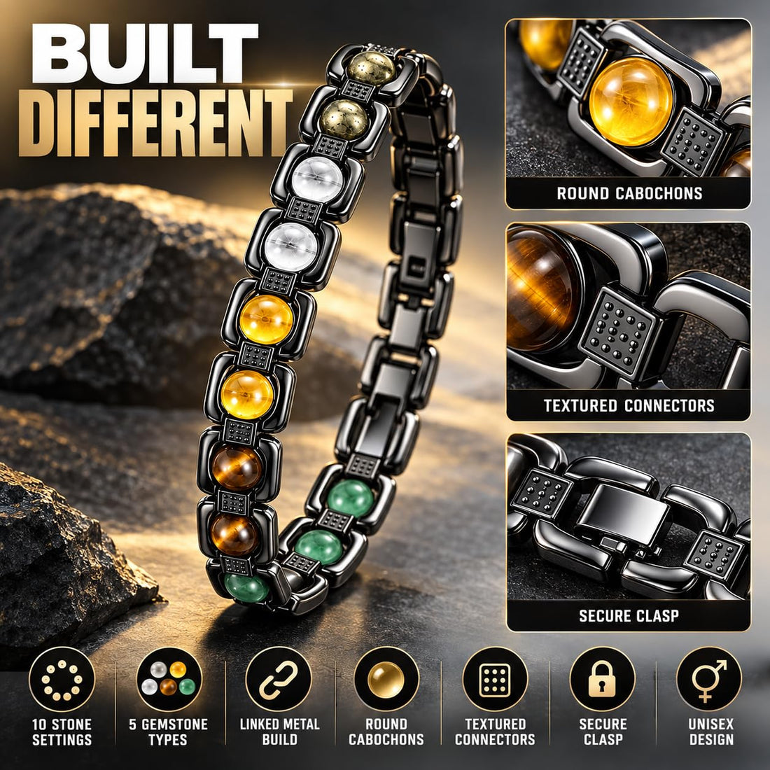 Dhan Yog Metal Bracelet - Midnight Finish