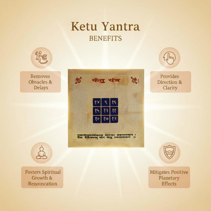 Ketu Yantra with its benefits on a beige background