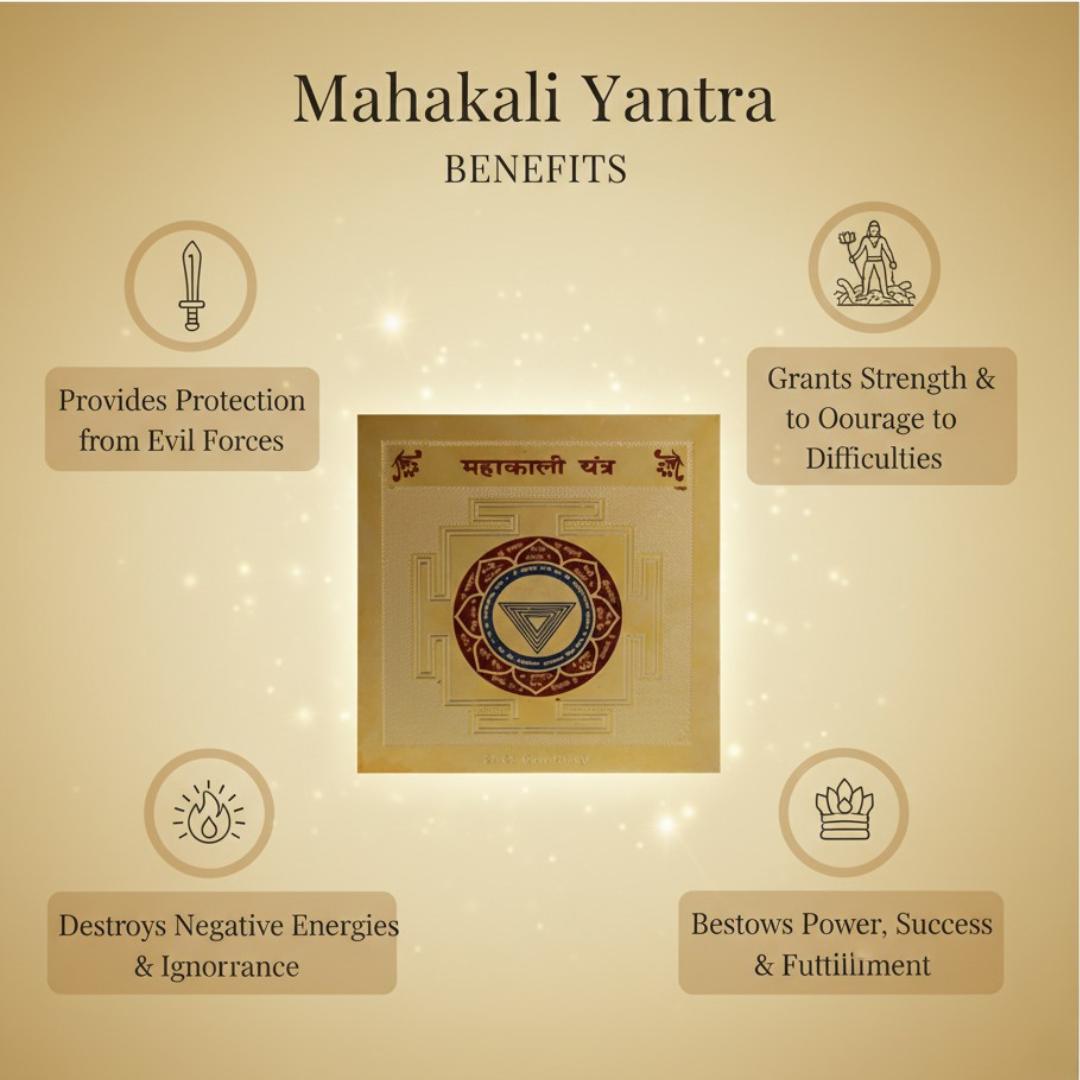 Mahakali Yantra with its benefits on a beige background